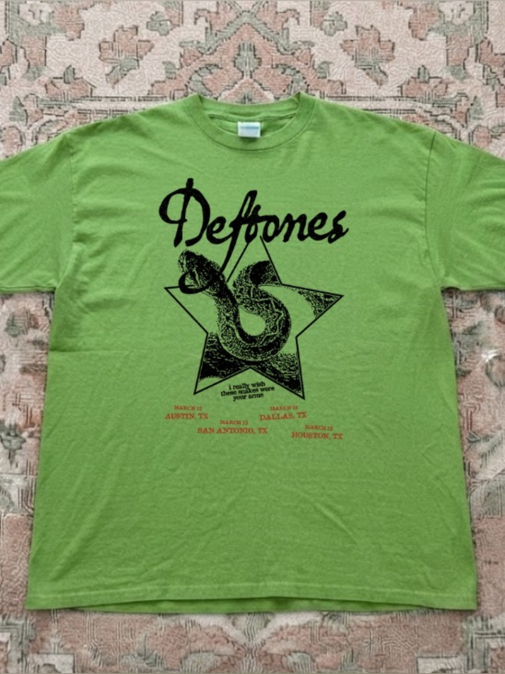 Gildan Green Deftones Snake Graphic Tee